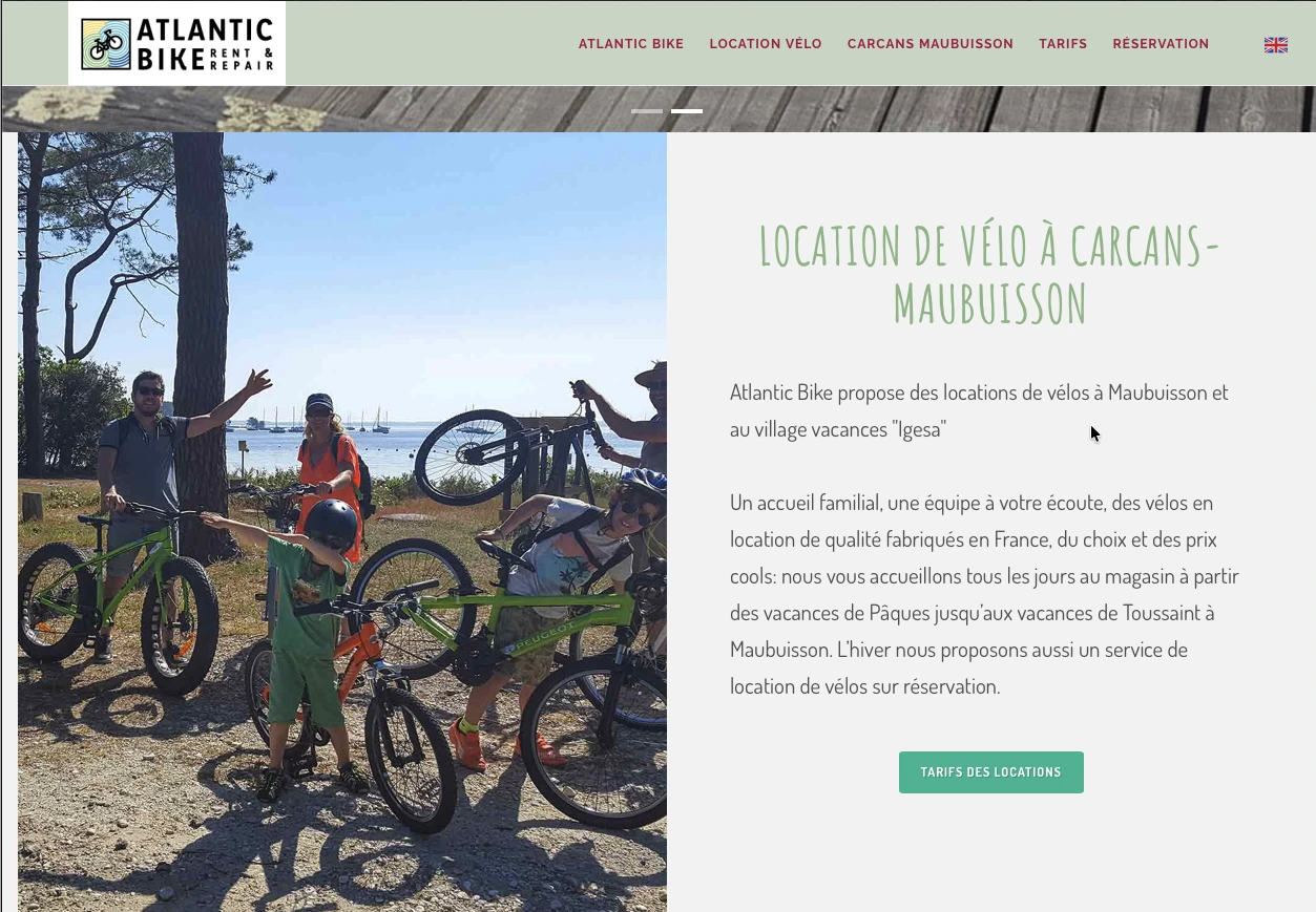 Image du site Atlantic Bike présentant une bicyclette le long de la côte